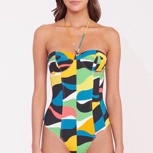 STAUD Swim: Harper One Piece Marble Wave